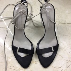 Sergio Rossi Black and Cream Sandals
